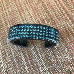 FLASH SALE Swan Signed Swarovski Light Blue Crystal Lucite Cuff